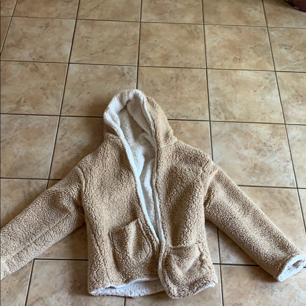 tan fuzzy coat